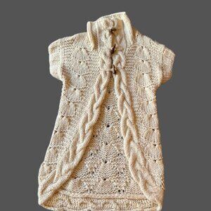 Hazel Wool Blend Sweater Tunic— Ivory Cable Knit Dress, EUC Medium